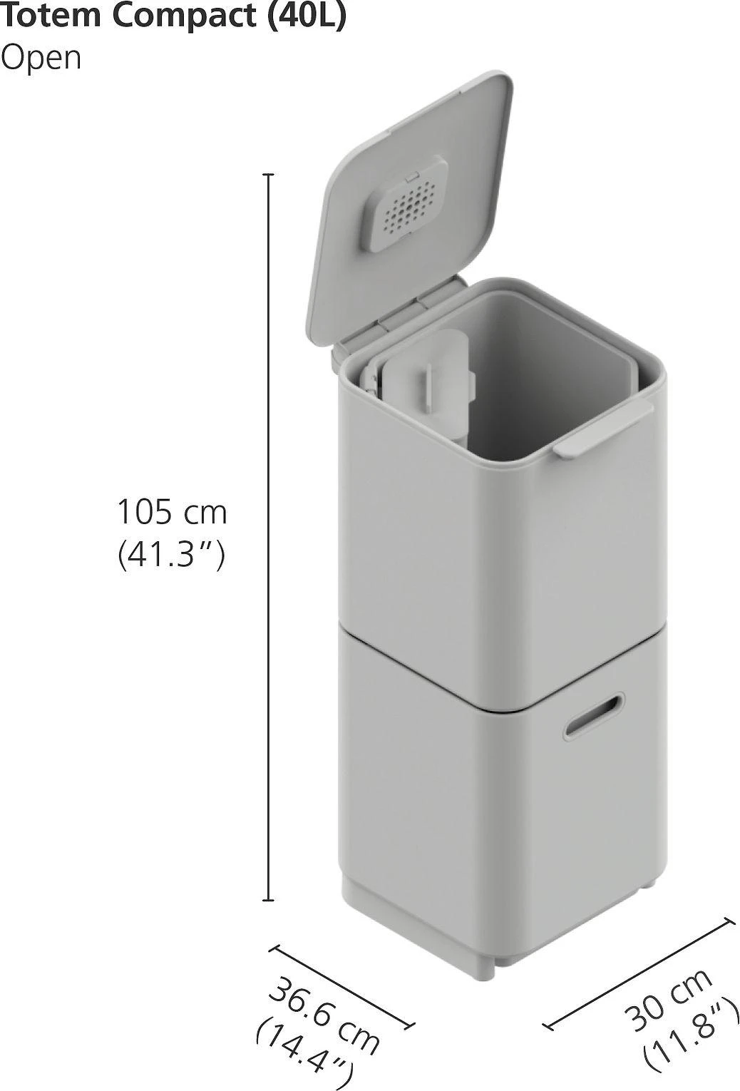 Joseph Joseph Joseph Šiukšliadėžė Joseph Waste Bin Totem 40 L Stone (30064)