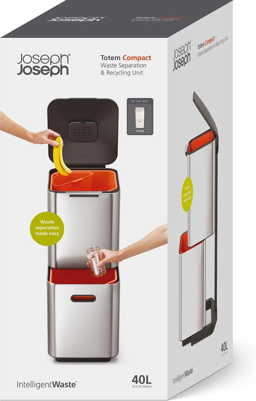 Joseph Joseph Joseph Šiukšliadėžė Joseph Waste Bin Totem 40 L Stone (30064)