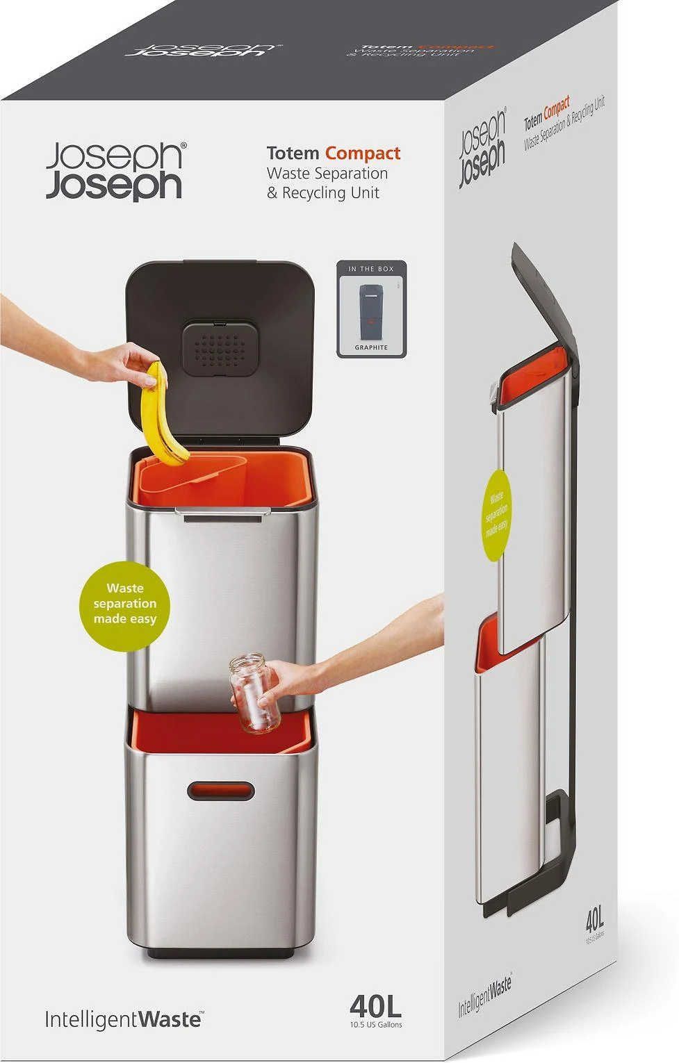 Joseph Joseph JJ-Krepšys do segregacji 40l Totem Compact grafito