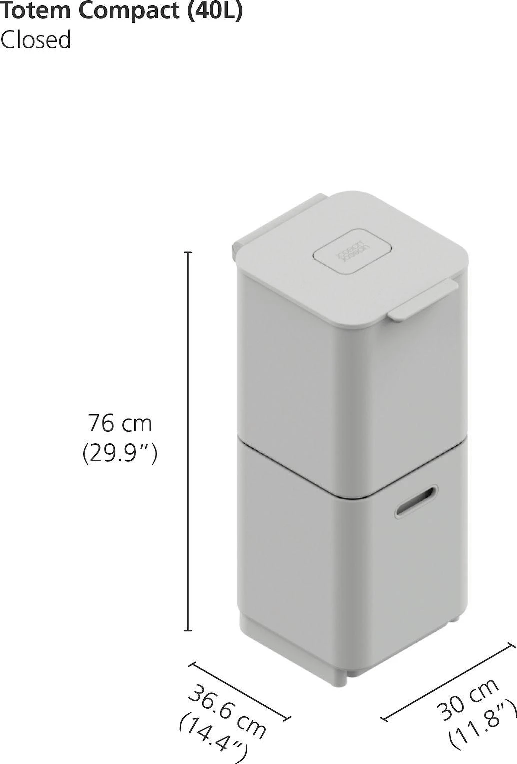 Joseph Joseph Joseph Šiukšliadėžė Joseph Waste Bin Totem 40 L Stone (30064)