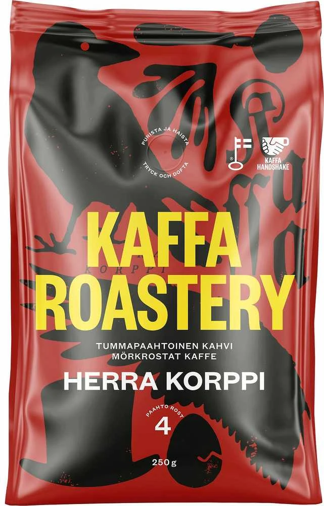 Kaffa Roastery Herra Korppi kavos pupelės, 250 g