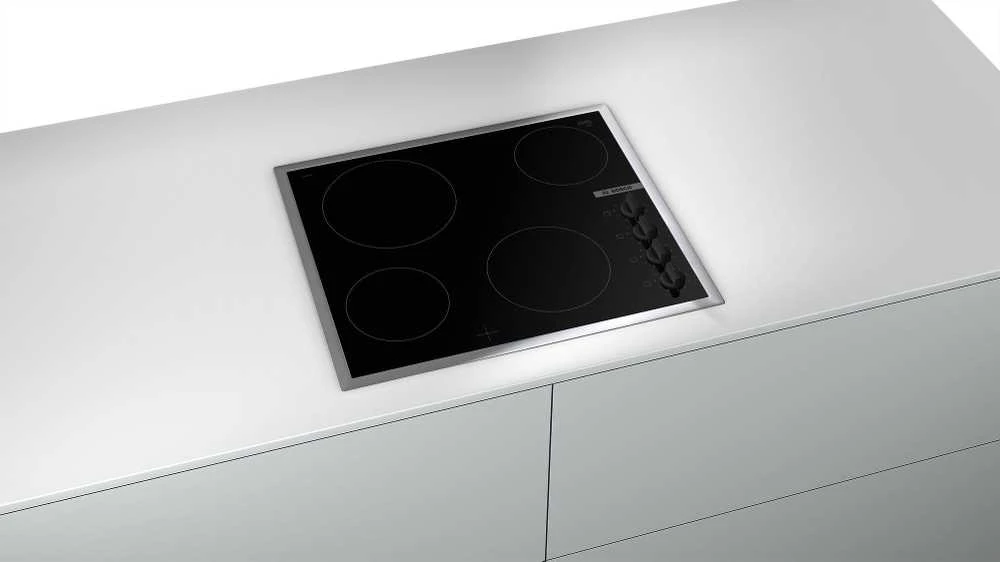 Bosch PKE645CA2E Serija 2, Elektrinė kaitlentė, 60 cm, kaitlentė su plieniniu rėmu