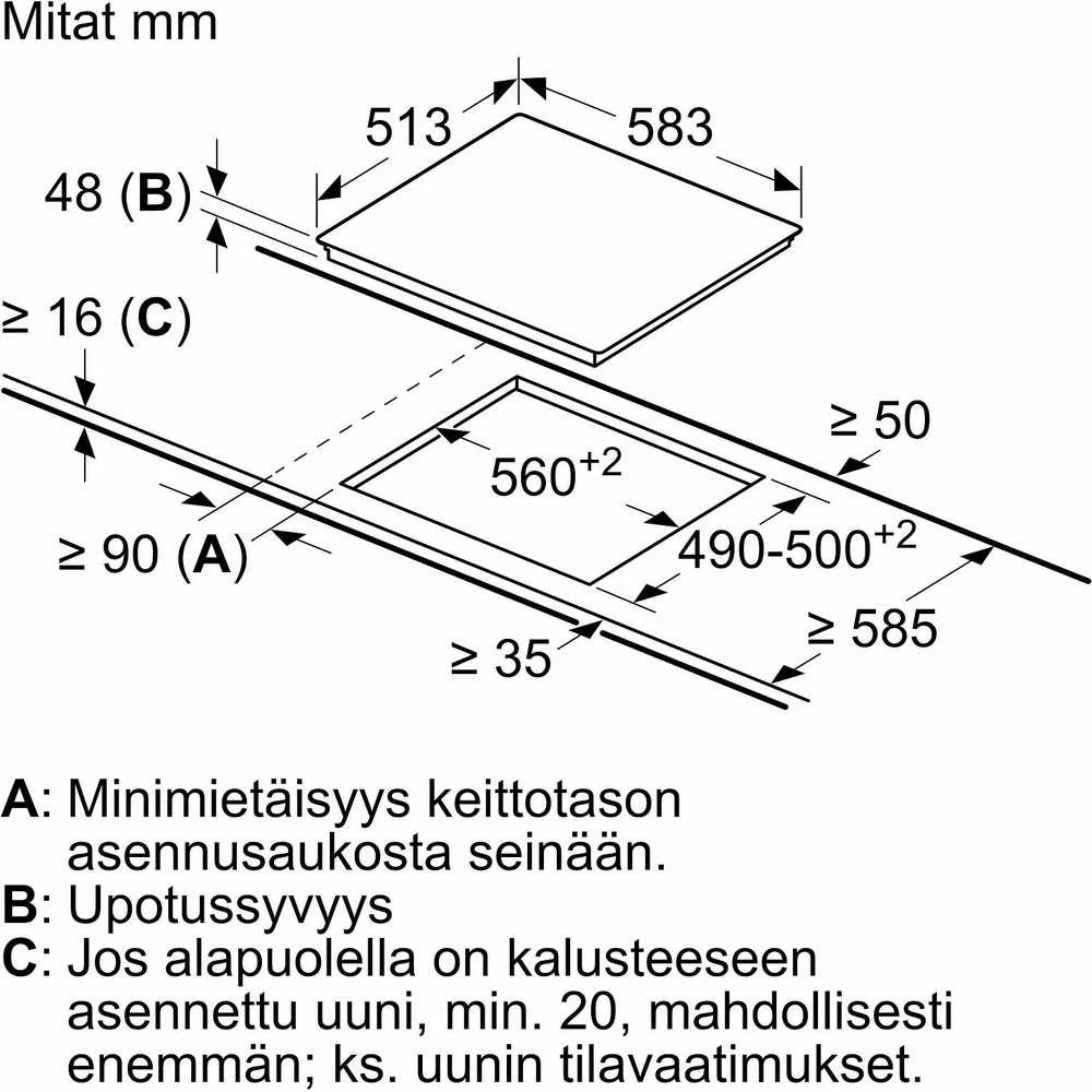 Bosch PKN645BB2E Serija 4, Elektrinė kaitlentė, 60 cm, kaitlentė su plieniniu rėmu