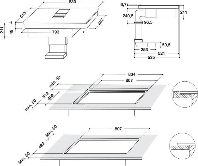 Kaitlentė Whirlpool WVH 92 K F KIT/1 induktiotaso liesituulettimella, 80 cm