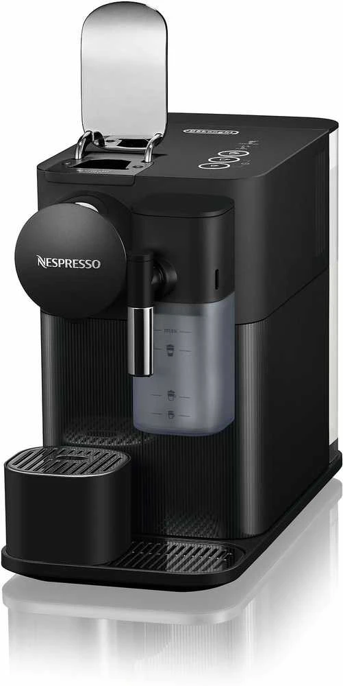 Automatinis kavos aparatas su pieno plakikliu Delonghi EN510.W Nespresso, Juodos spalvos