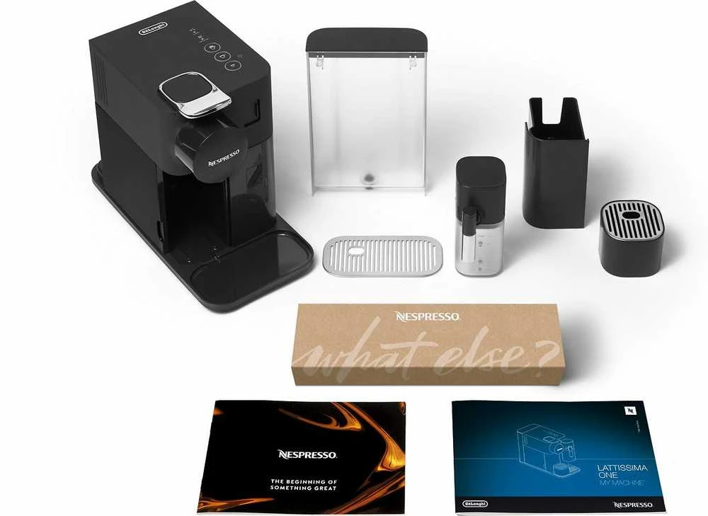 Automatinis kavos aparatas su pieno plakikliu Delonghi EN510.W Nespresso, Juodos spalvos