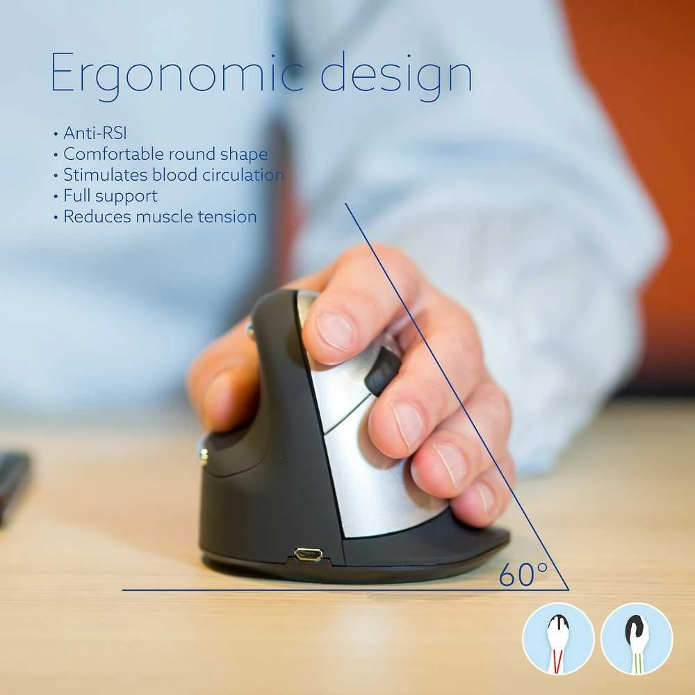 R Go Tools ERGONOMIC Pelė MEDIUM - HAND165-185MM LEFT-HANDED belaidė