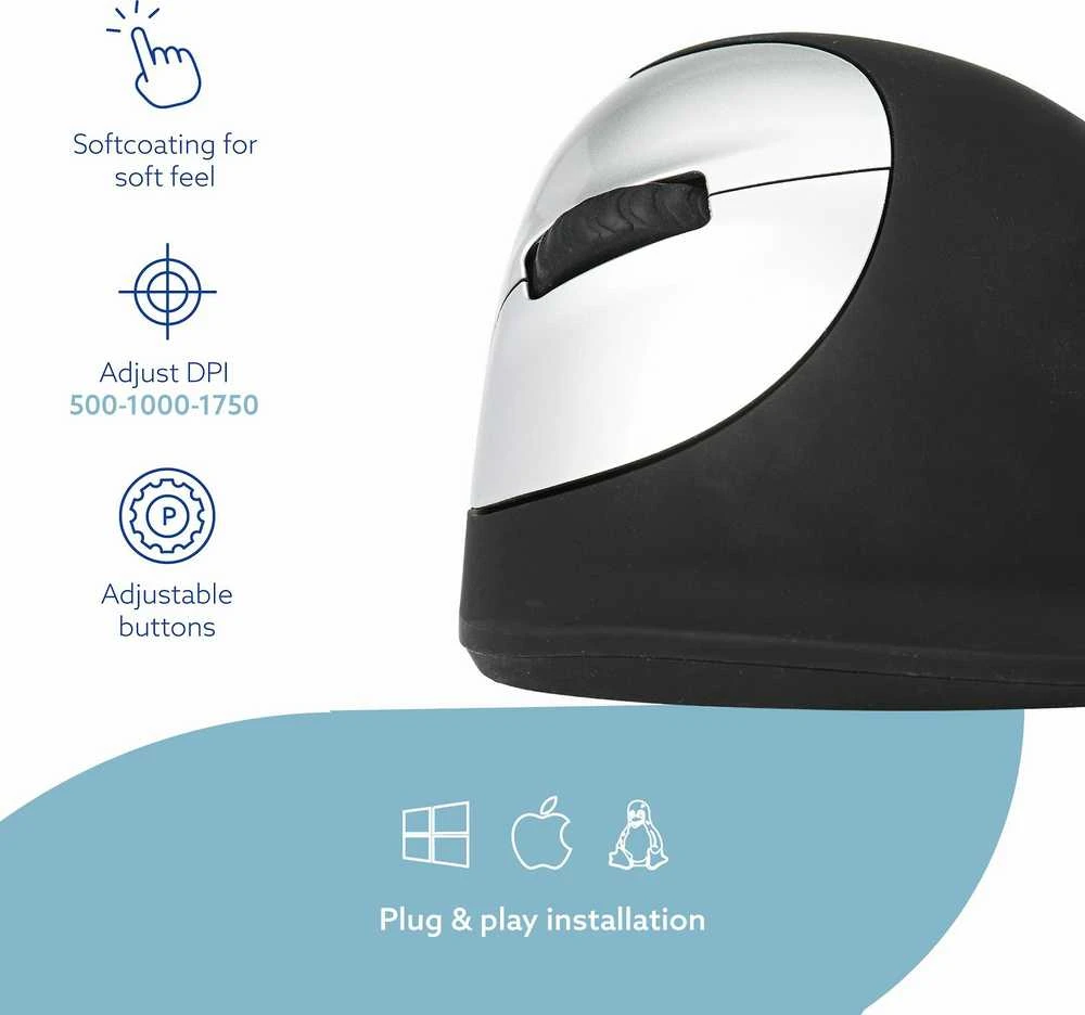 R Go Tools ERGONOMIC Pelė MEDIUM - HAND165-185MM LEFT-HANDED belaidė
