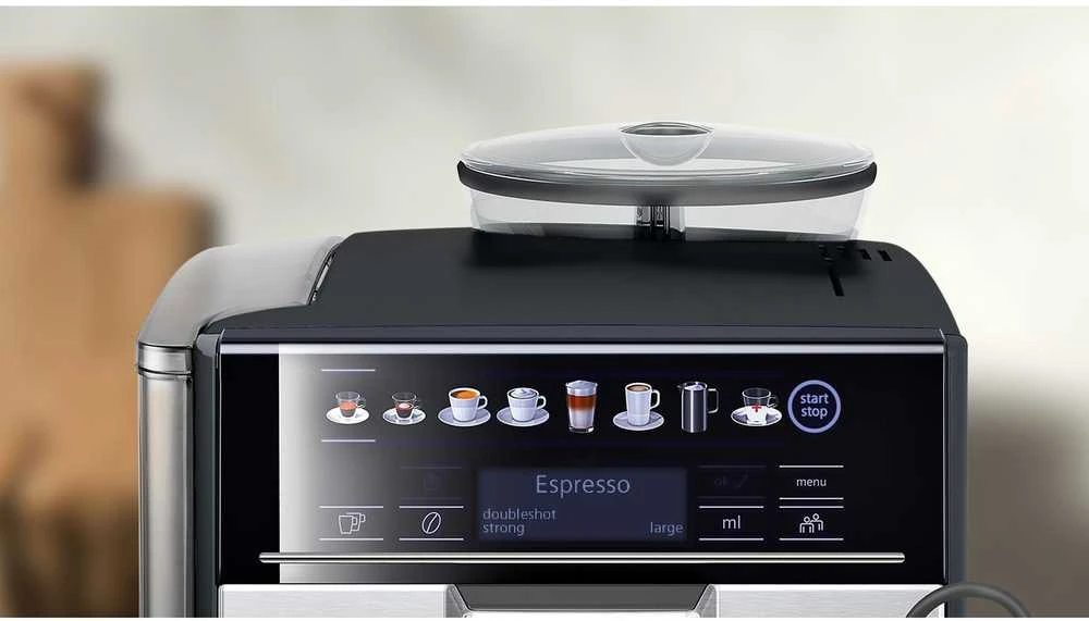 SIEMENS Kavos aparatas TE655203RW Slėgis 15 bar, Su pieno plakikliu, Automatinis, 1500 W, Juodas/ stainless steel