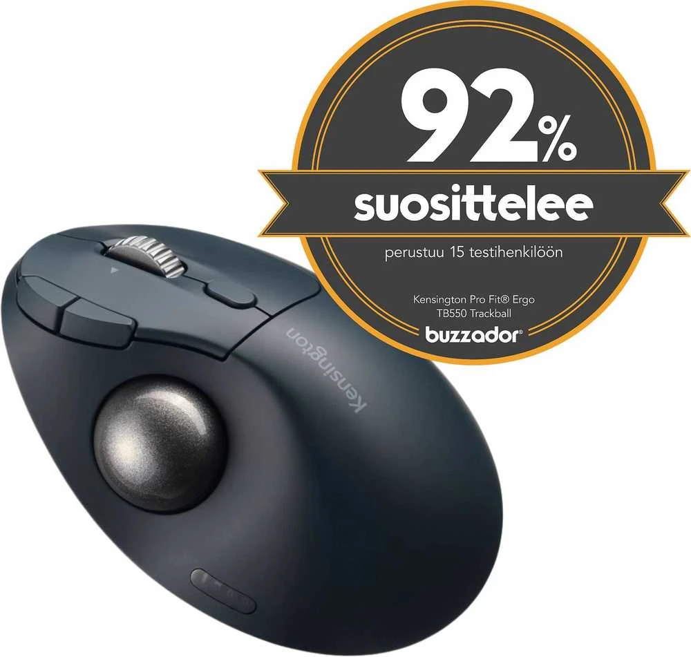 Kensington ProFit Ergo TB550 Trackball Belaidė pelė, RF belaidė + Bluetooth, 1600 DPI, Juodas/Pilkas