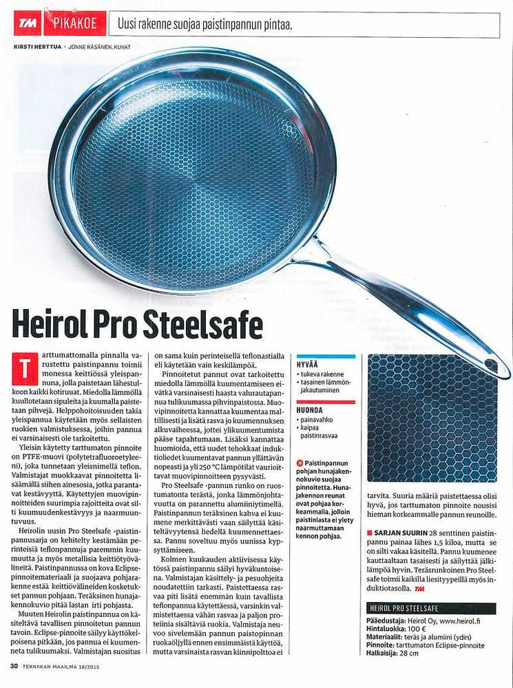 Keptuvė Heirol Pro Steelsafe, nerūdijantis plienas + nelipni danga, 28 cm