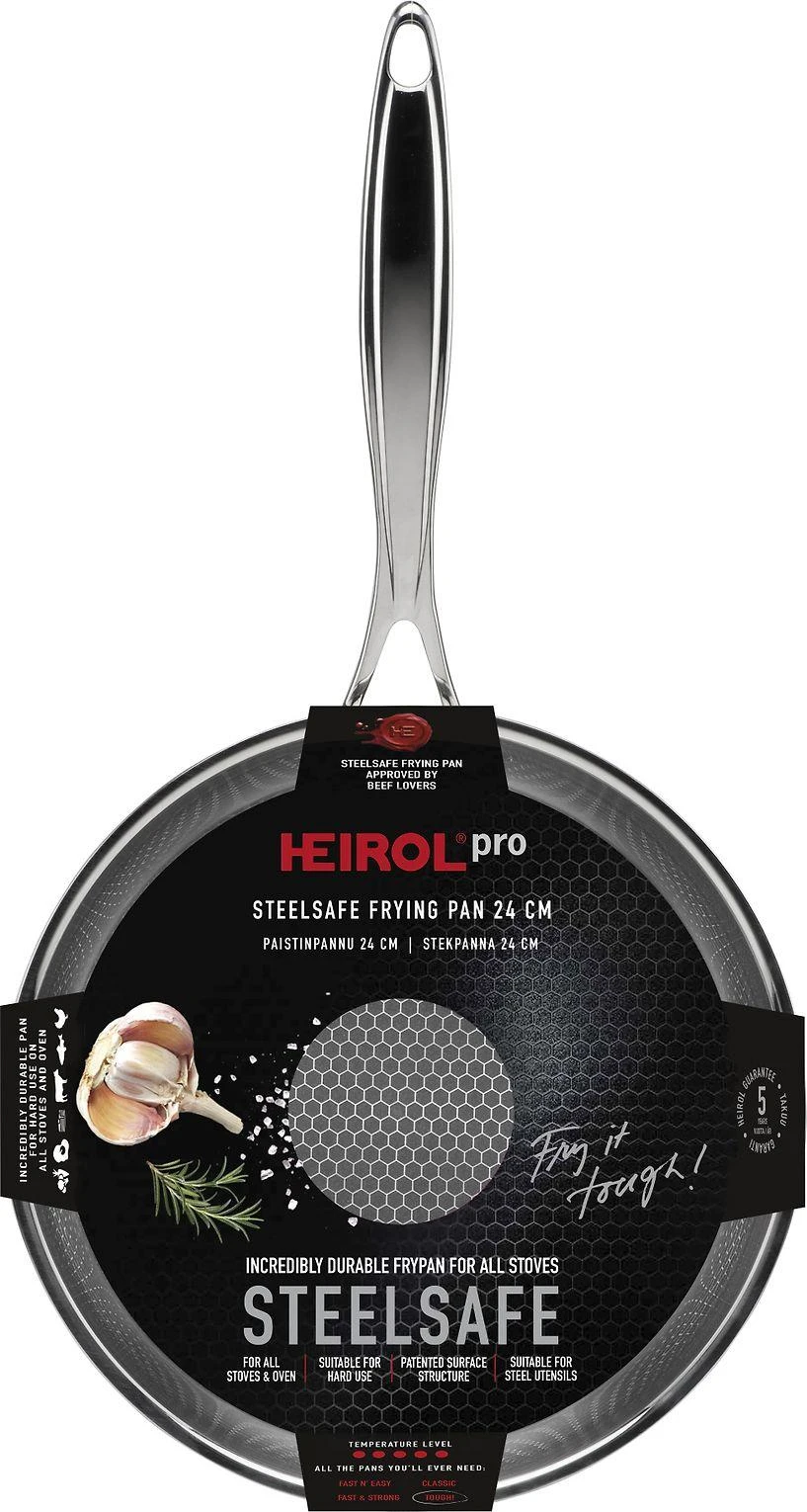 Keptuvė Heirol Pro Steelsafe, nerūdijantis plienas + nelipni danga, 24 cm