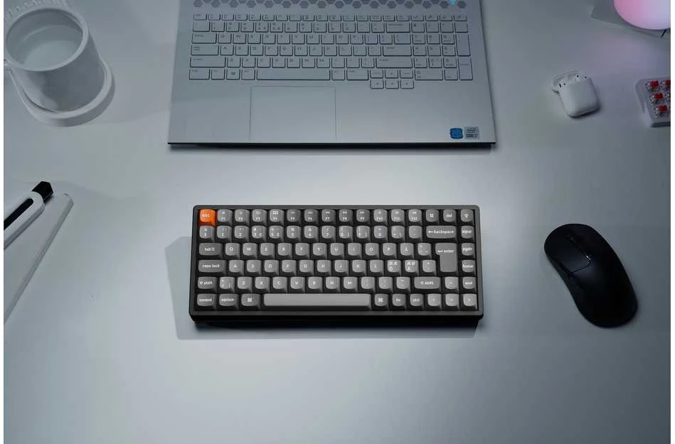 Klaviatūra Keychron K2 Max, su laidu & Wireless, USB + RF belaidė + Bluetooth, Mechaninė, QWERTY, RGB LED, Juodas, Pilkas