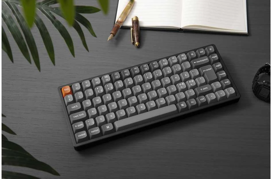 Klaviatūra Keychron K2 Max, su laidu & Wireless, USB + RF belaidė + Bluetooth, Mechaninė, QWERTY, RGB LED, Juodas, Pilkas