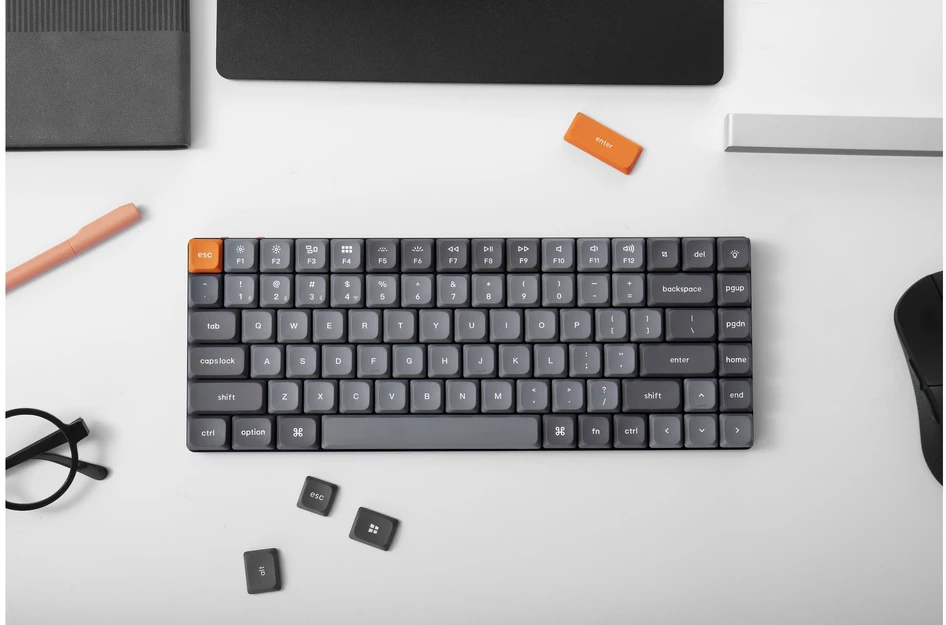 Keychron K3 Max Wireless (K3M-H3) - US išdėstymas - Hot-Swappable Low Profile Gateron Brown - Juodas (Juoda) Mechaninė Belaidė Žaidimų Klaviatūra