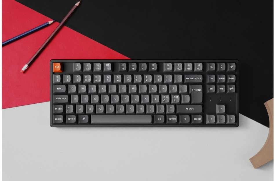Klaviatūra Keychron K8 Max, su laidu & Wireless, USB + RF belaidė + Bluetooth, Mechaninė, QWERTY, RGB LED, Juodas