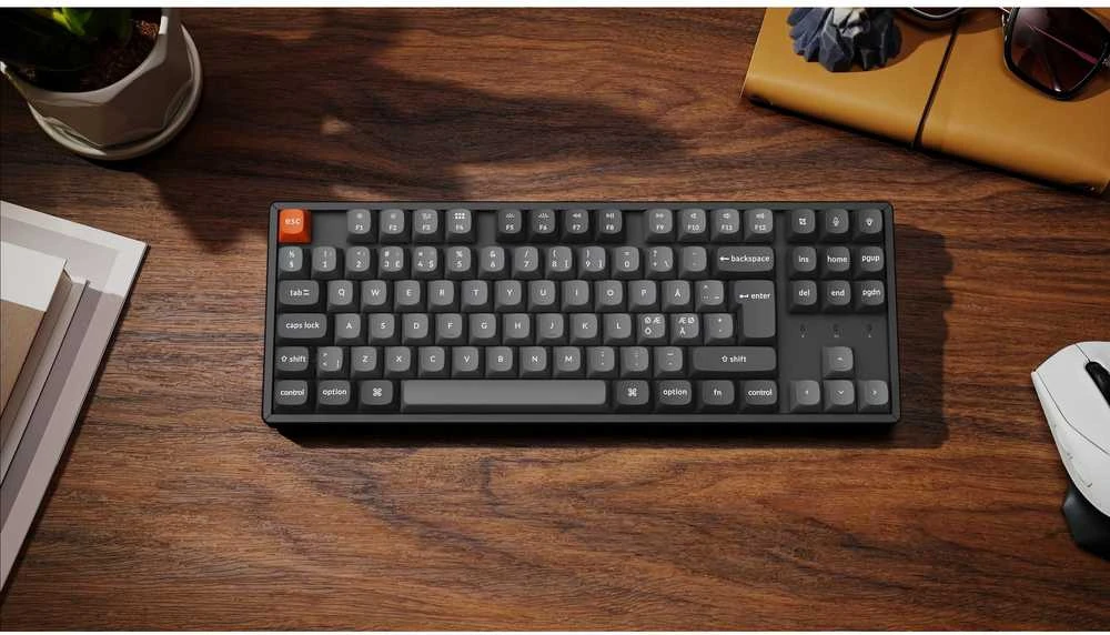 Klaviatūra Keychron K8 Max, su laidu & Wireless, USB + RF belaidė + Bluetooth, Mechaninė, QWERTY, RGB LED, Juodas