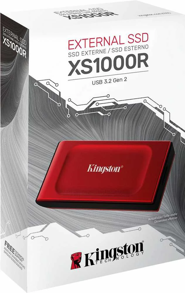 Išorinis kietasis diskas Kingston SXS1000R, 2 TB, USB 3.2 Gen 2, raudonas