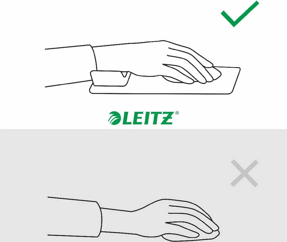 Pelės kilimėlis Leitz Ergo su reguliuojama atrama riešui, pilkos spalvos