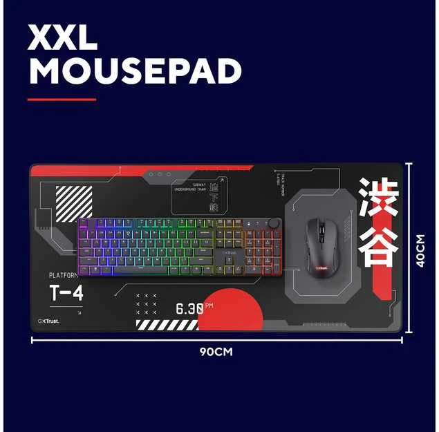 Trust GXT 759 XXL žaidimų pelės kilimėlis | Japan Juodas