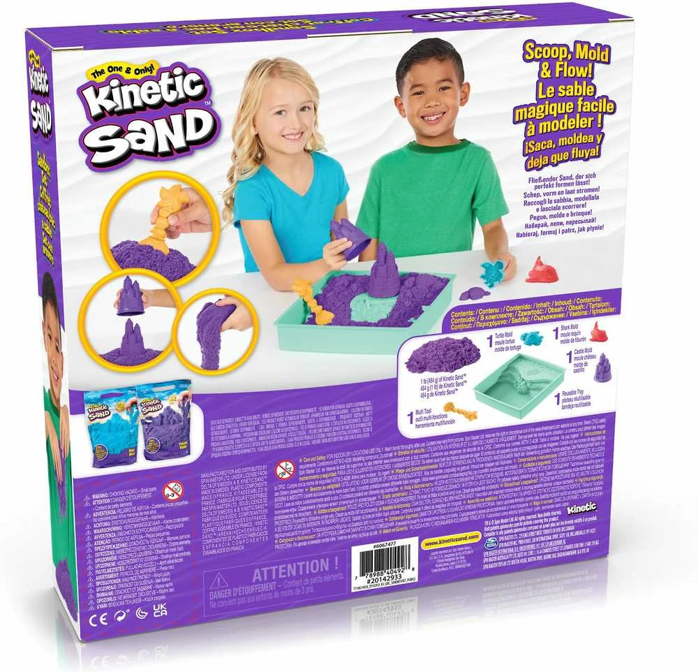 Spin Master Kinetic Sand Kinetinis smėlis – smėlio dėžės rinkinys – violetinė (6067477)