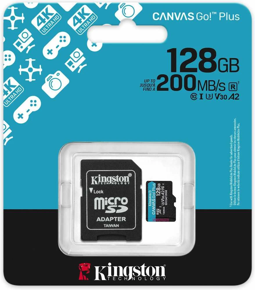 Atminties kortelė KINGSTON Canvas Go! Plus 128 GB Micro SDXC, su adapteriu