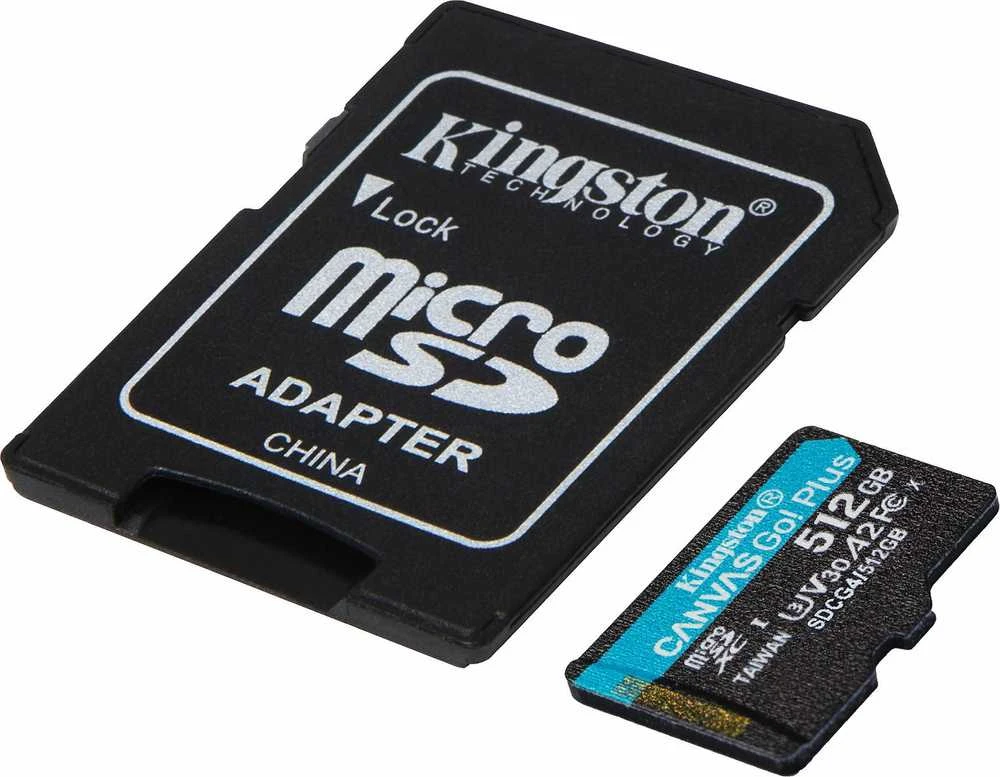 Atminties kortelė „Kingston Technology“ 512 GB „Micro SDXC Canvas Go Plus Gen4“ 200 MB/s A2 U3 V30 kortelė + adapteris