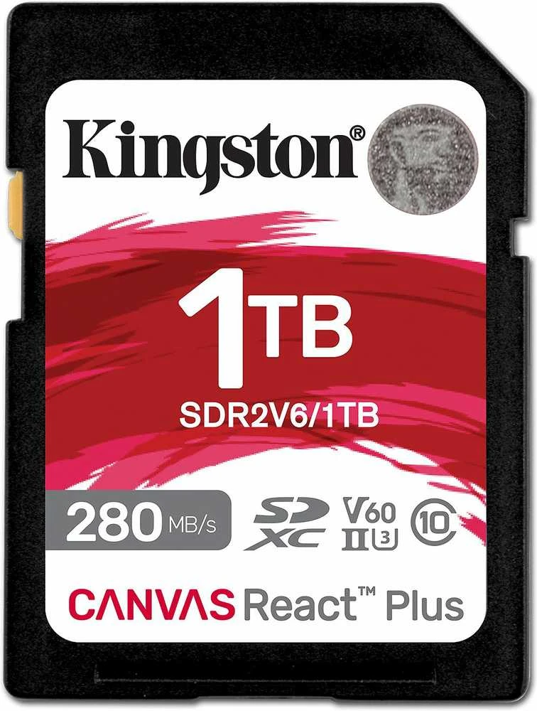 Atminties kortelė „Kingston Technology 1TB Canvas React Plus SDXC UHS-II 280R/150W U3 V60“ atmintis, skirta „Full HD“ / 4K atmintims