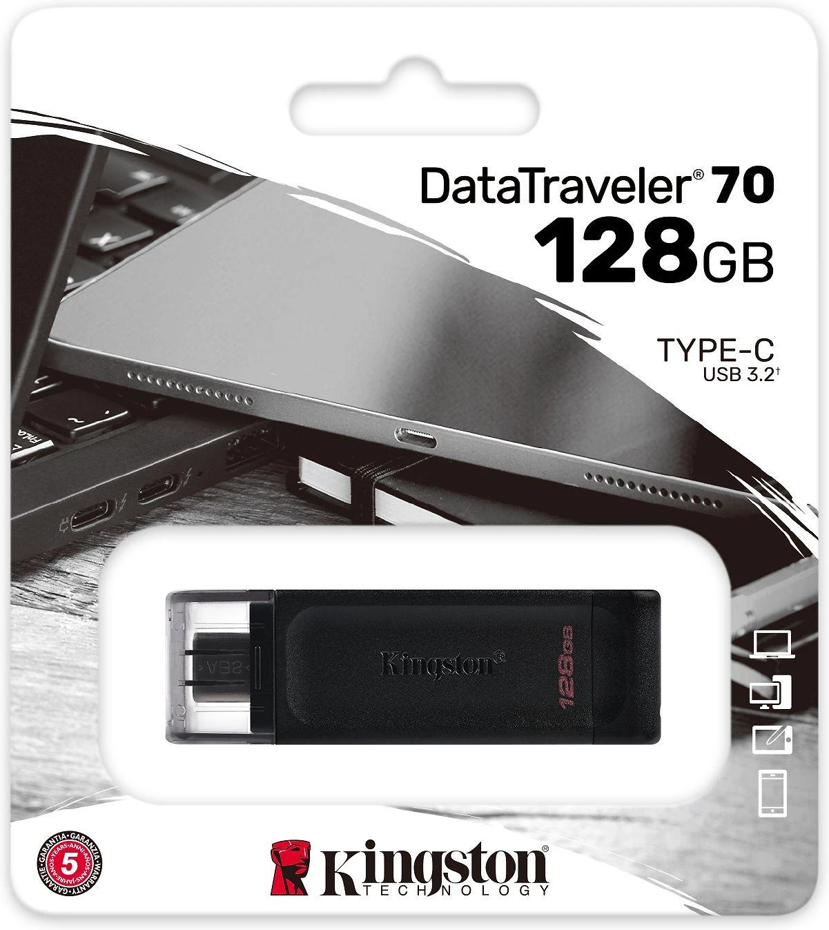 Kingston 128GB USB-C 3.2 Gen 1 DataTraveler 70