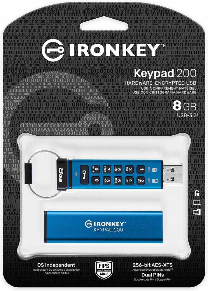 Kingston IronKey klaviatūra 200 8GB USB 3.0 AES Encrypted