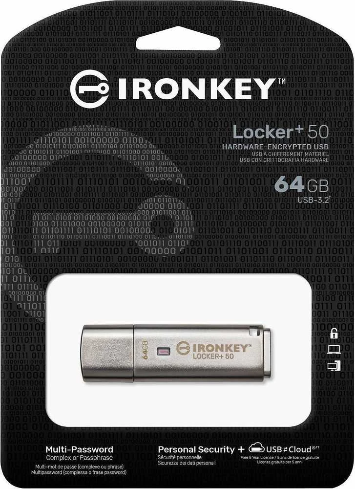 KINGSTON 64GB IKLP50 AES USB, W/256BIT ENCRYPTION