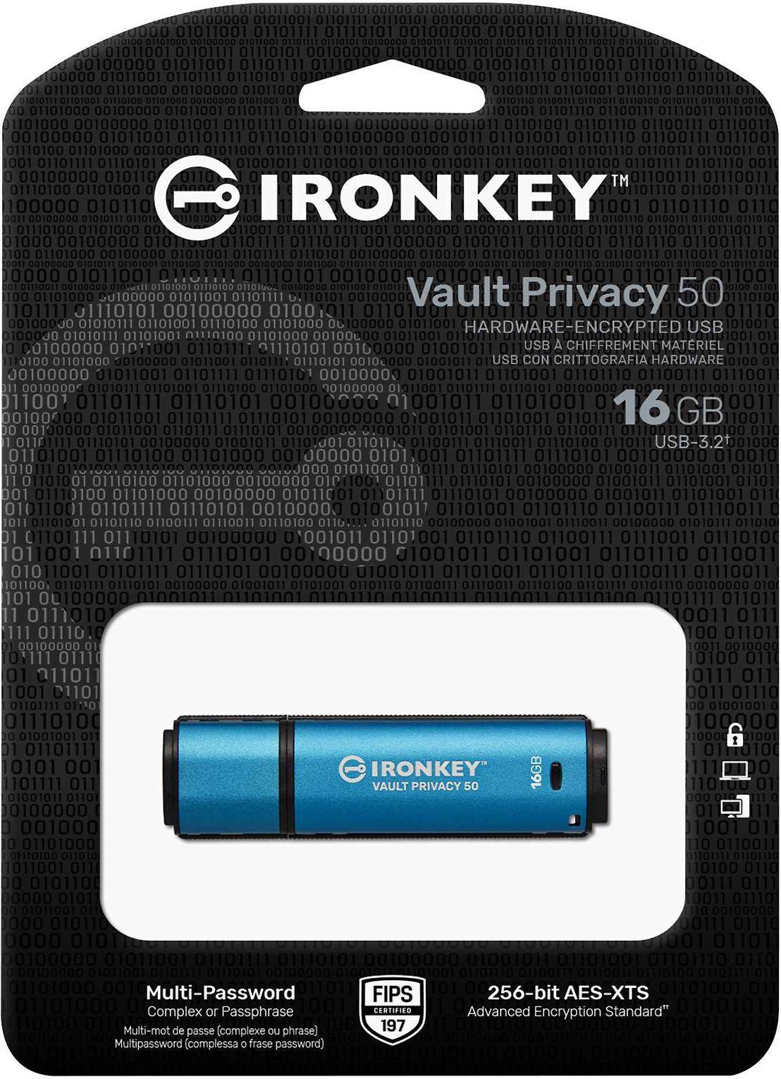 KINGSTON 16GB IRONKEY VAULT PRIVACY 50 AES-256 ENCRYPTED, FIPS 197