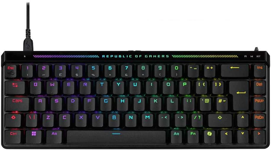 Klaviatūra ASUS ROG Falchion Ace HFX, 65%, su laidu, USB, Magnetic-mechaninė key switch, RGB LED, Juodas