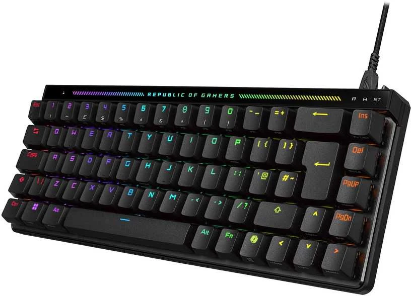 Klaviatūra ASUS ROG Falchion Ace HFX, 65%, su laidu, USB, Magnetic-mechaninė key switch, RGB LED, Juodas