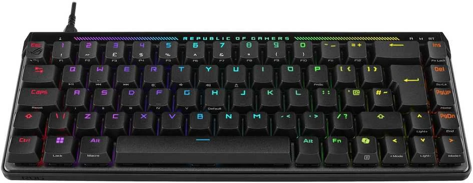 Klaviatūra ASUS ROG Falchion Ace HFX, 65%, su laidu, USB, Magnetic-mechaninė key switch, RGB LED, Juodas