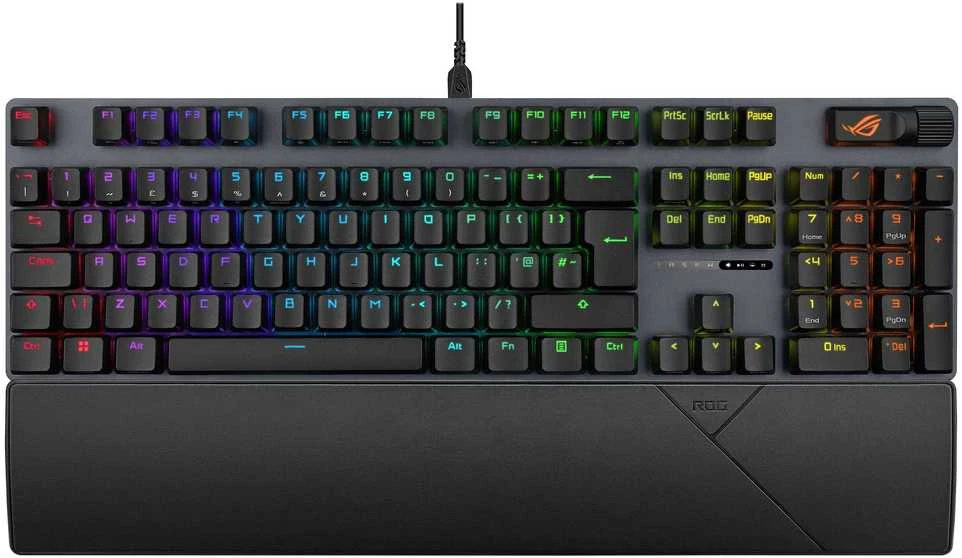 Klaviatūra ASUS ROG Strix Scope II X, Full-size (100%), su laidu, USB, Mechaninė, RGB LED, Juodas