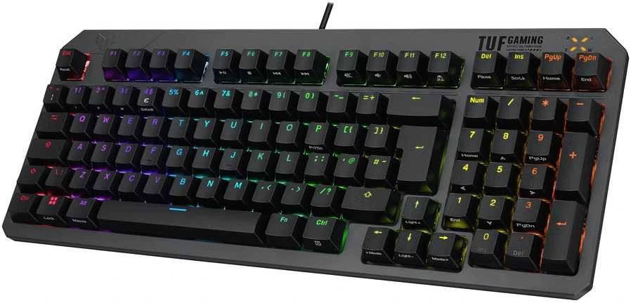 Klaviatūra ASUS TUF Gaming K3 Gen II, su laidu, USB, Opto-mechaninė key switch, QWERTY, RGB LED, Juodas