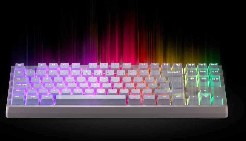 Klaviatūra Blackstorm Serenity TKL RGB mekaaninen pelinäppäimistö, valkoinen