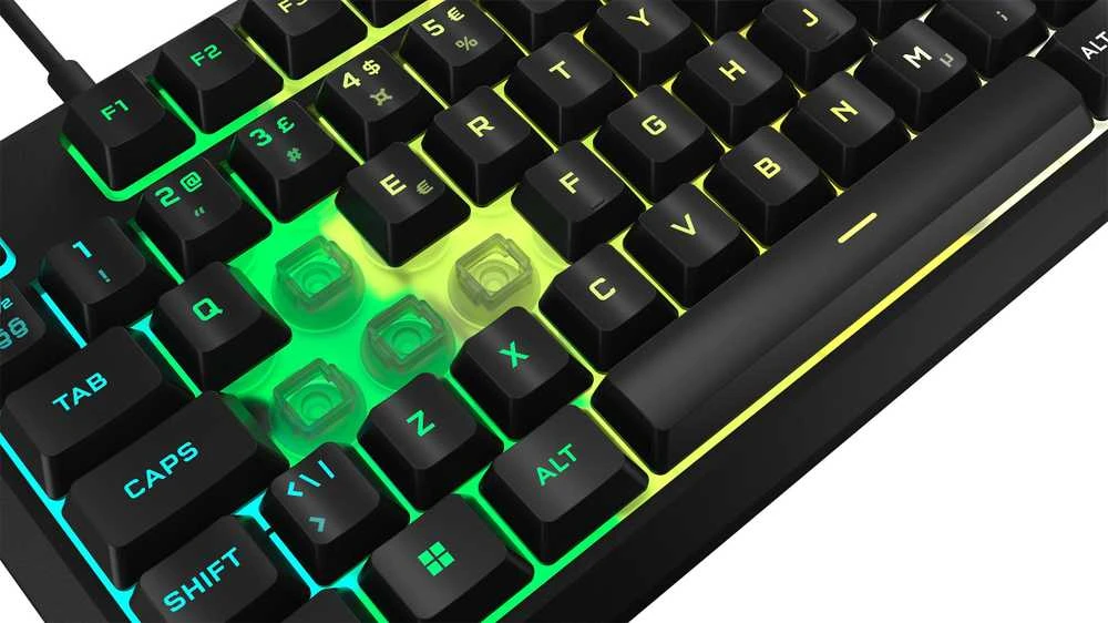 Corsair Klaviatūra | K55 CORE RGB | Klaviatūra žaidimams | su laidu | Nordic | Juodas | USB Type-A | Rubber Dome