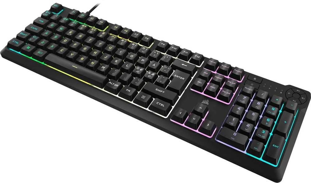 Corsair Klaviatūra | K55 CORE RGB | Klaviatūra žaidimams | su laidu | Nordic | Juodas | USB Type-A | Rubber Dome