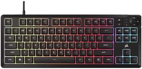 Klaviatūra Corsair Microsystems Corsair K55 CORE TKL, su laidu, USB, Membrane, QWERTY, RGB LED, Juodas