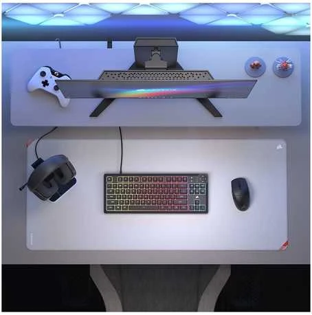 Klaviatūra Corsair Microsystems Corsair K55 CORE TKL, su laidu, USB, Membrane, QWERTY, RGB LED, Juodas