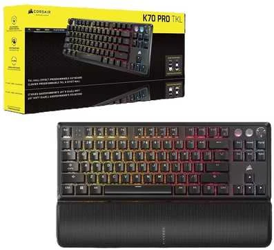 Klaviatūra Corsair Microsystems Corsair K70 PRO TKL, Tenkeyless (80 - 87%), su laidu, USB, Magnetic-mechaninė key switch, RGB LED, Juodas