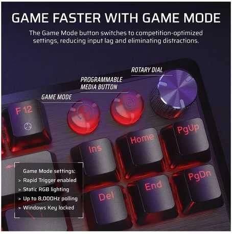 Klaviatūra Corsair Microsystems Corsair K70 PRO TKL, Tenkeyless (80 - 87%), su laidu, USB, Magnetic-mechaninė key switch, RGB LED, Juodas
