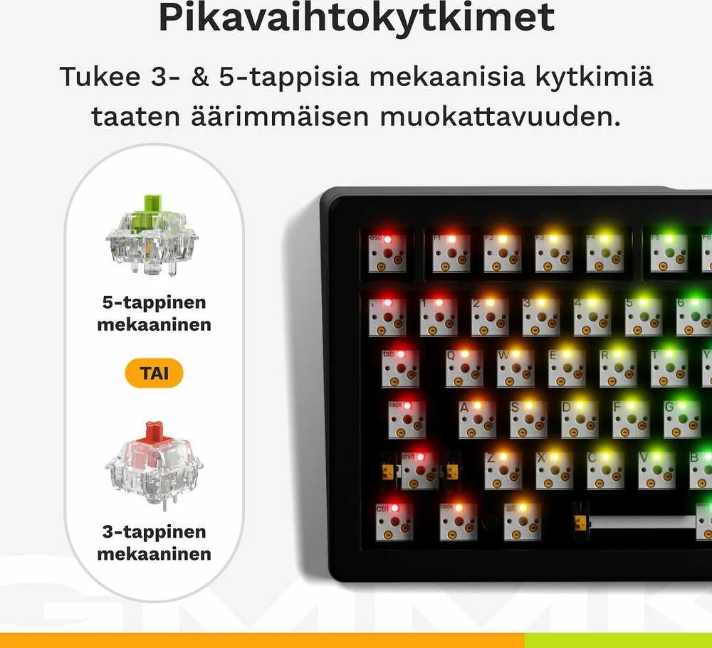 Glorious GMMK 3 75 % Custom žaidimų klaviatūra – Barebone, ISO išdėstymas, juodos spalvos