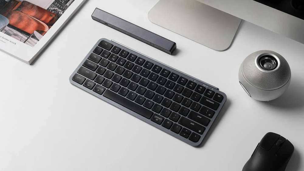 Klaviatūra Keychron B1P-K1-BO, 75 %, laidinis ir belaidis, USB + RF belaidis + „Bluetooth“, pilkas