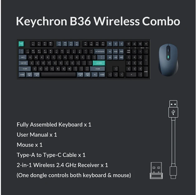 Klaviatūra Keychron B36 & BM25 näppäimistö ja hiiri