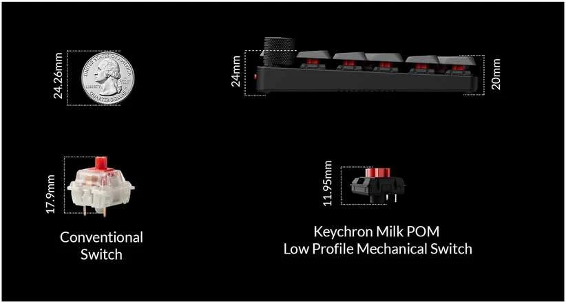 Keychron K0 Max Wireless (K0M-H1) – US išdėstymas – Hot-Swappable Super Raudona – Juodas (Juoda) Mechaninė Belaidė Žaidimų Klaviatūra
