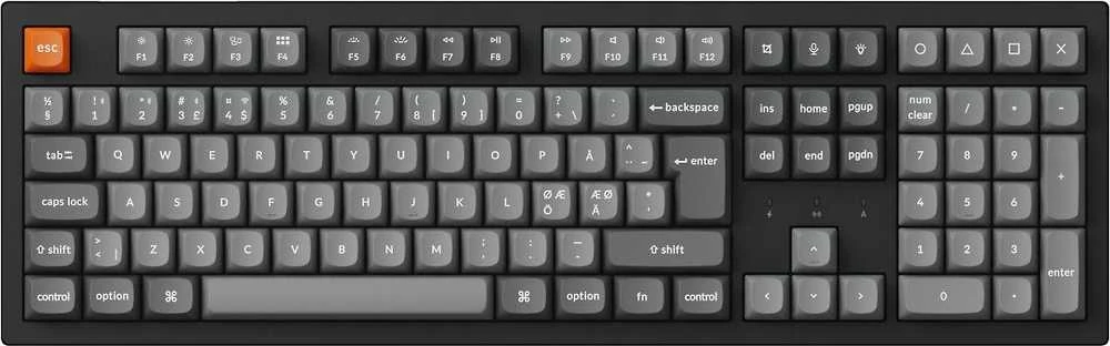 Klaviatūra Keychron K10 Max, su laidu & Wireless, USB + RF belaidė + Bluetooth, Mechaninė, QWERTY, RGB LED, Juodas