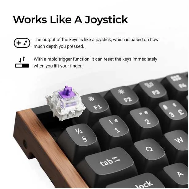 Klaviatūra Keychron K4 HE SE langaton näppäimistö, Violetinė Magnetic kytkimet, musta